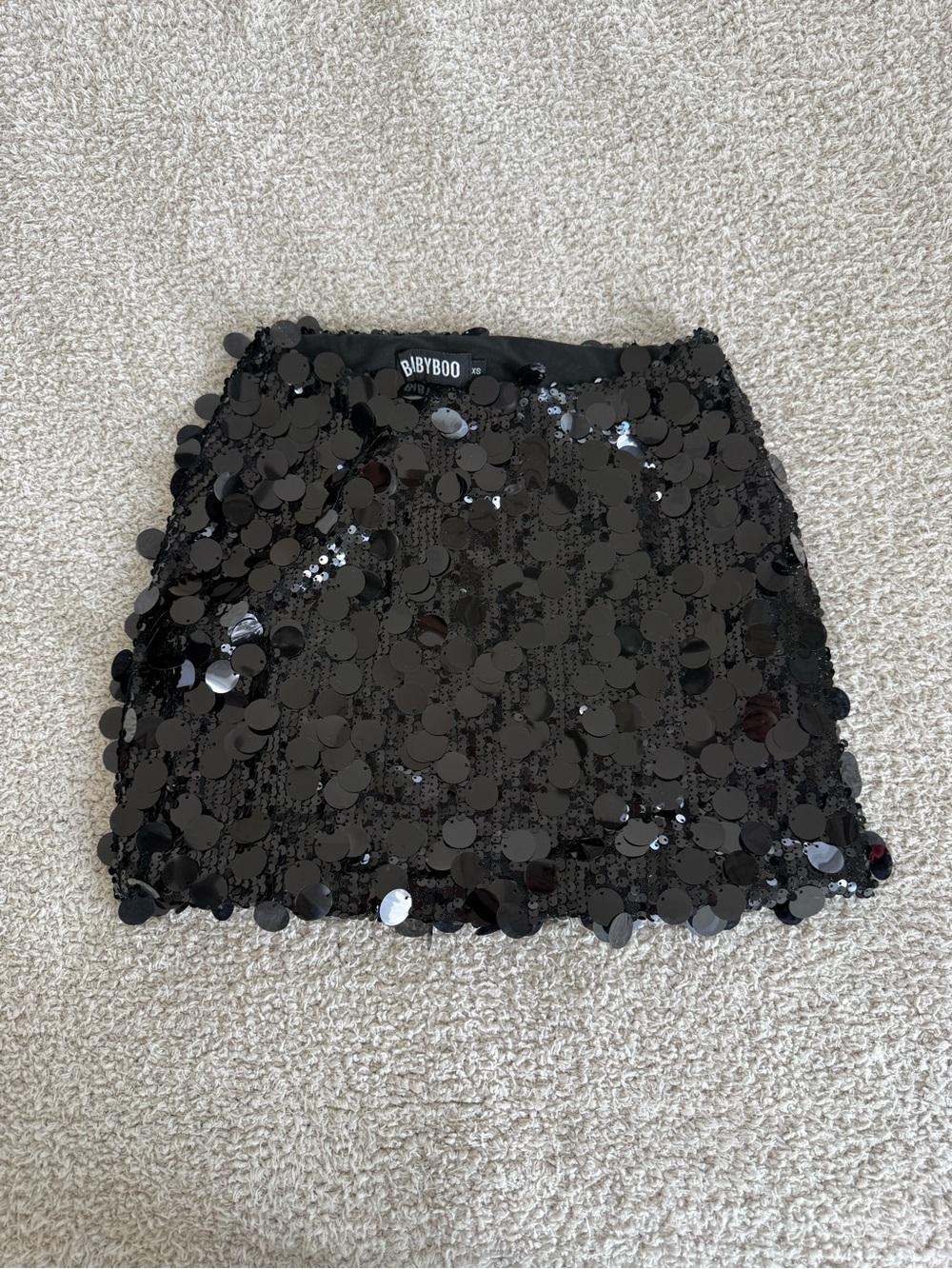 Boohoo Black Sequin Mini Skirt